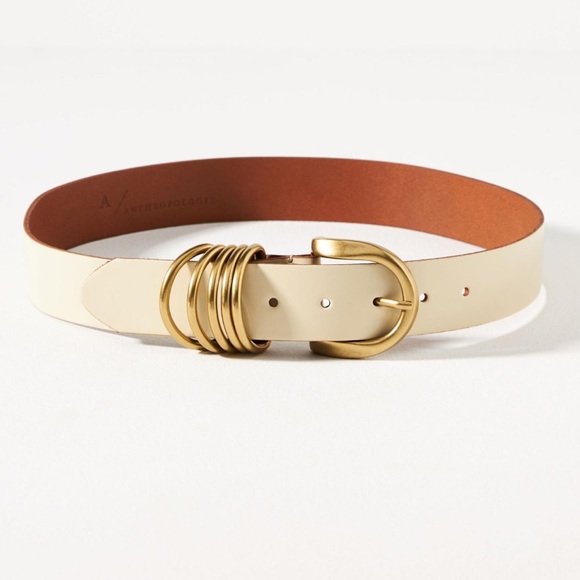 NEW Anthropologie Multi keeper belt Elegant Cream Belt with Gold